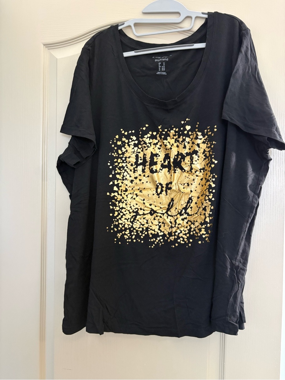 Black Short Sleeve Tee with Gold Heart Print